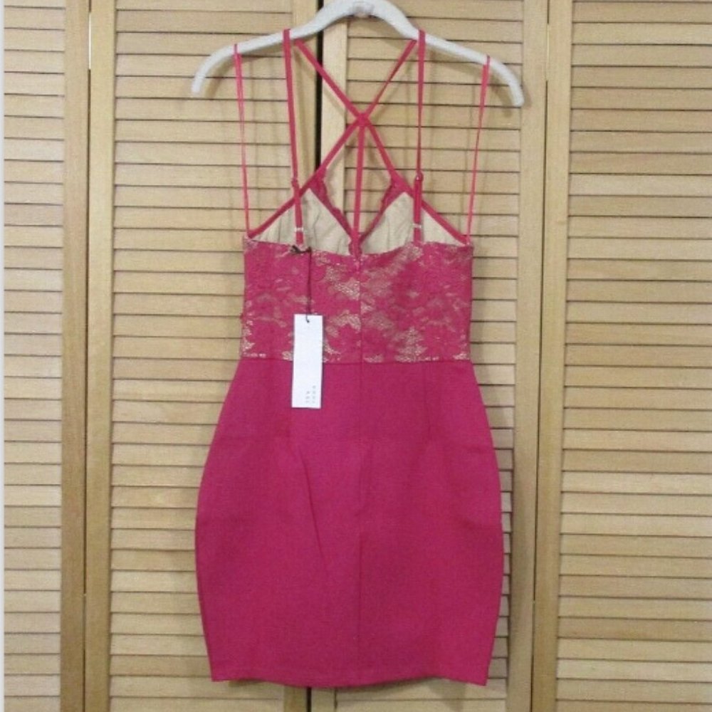 The Room By Ark & Co Pink Strappy Lace Bodycon Dress S - Picture 7 of 11
